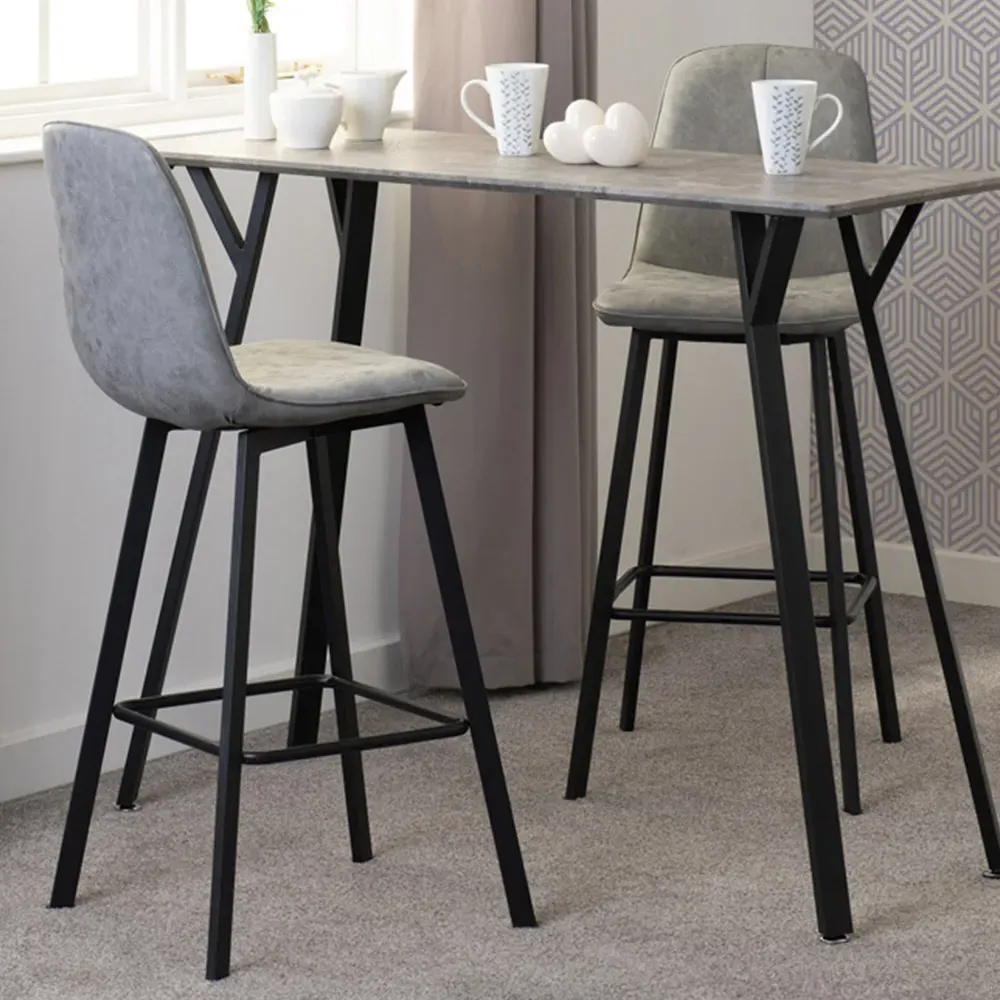Quebec Bar Stool Set of 2 - Grey, Faux Leather image