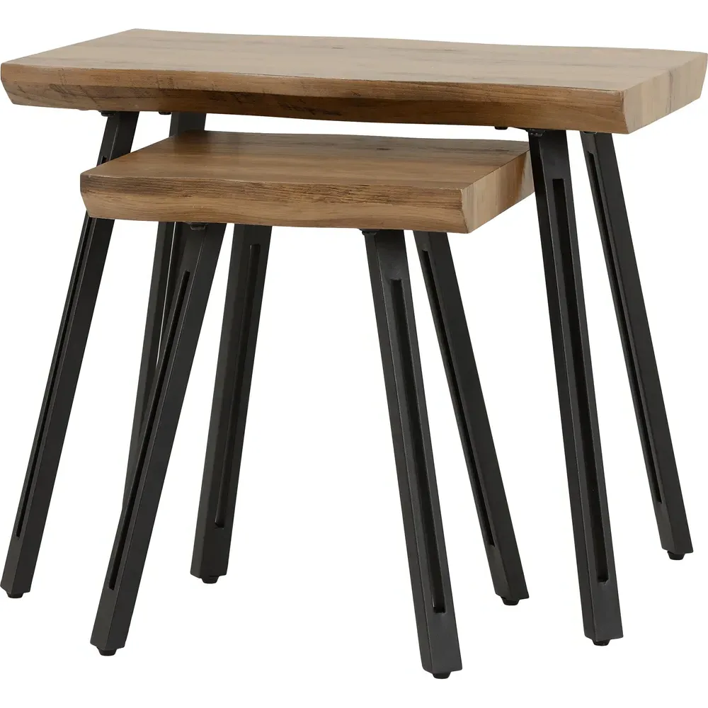 Quebec Nest of Tables Set of 2 - Brown, Oak Effect