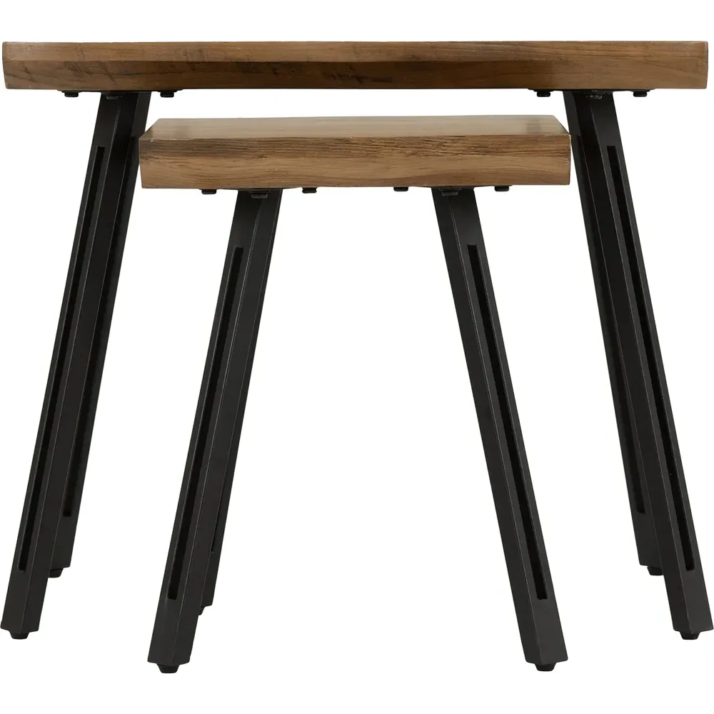 Quebec Nest of Tables Set of 2 - Brown, Oak Effect