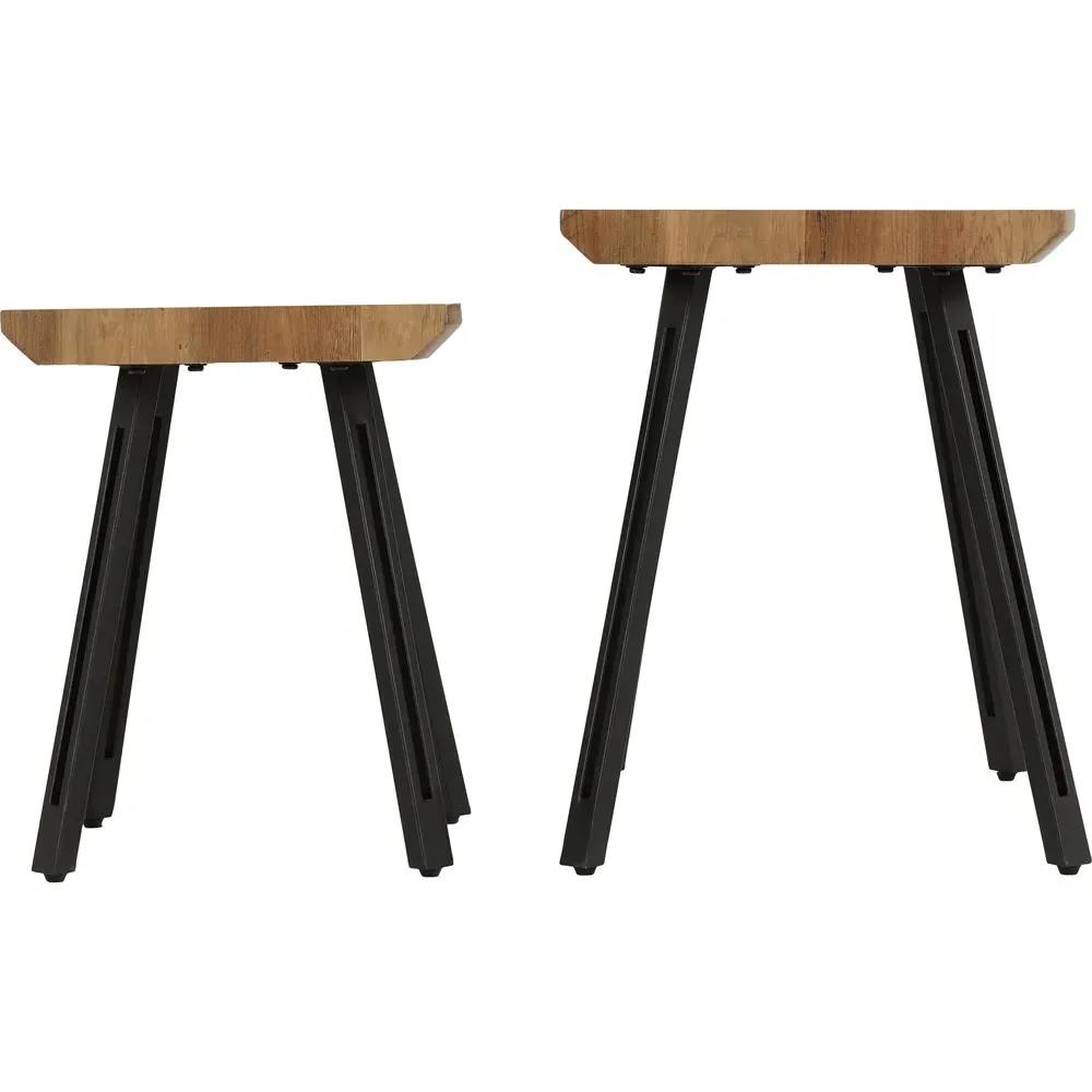 Quebec Nest of Tables Set of 2 - Brown, Oak Effect