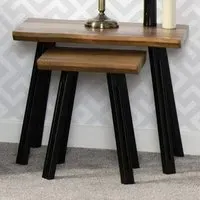 Quebec Nest of Tables Set of 2 - Brown, Oak Effect