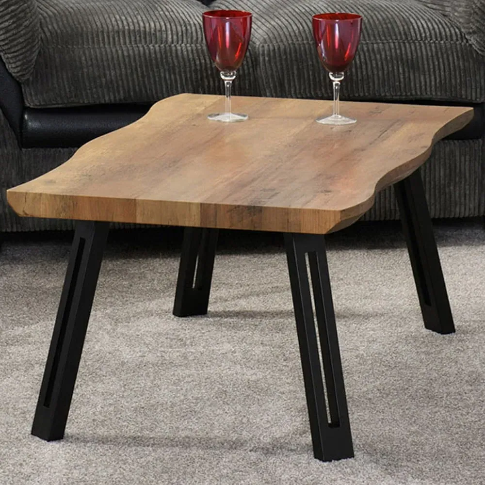 Quebec Wave Edge Coffee Table - Brown, Oak Effect