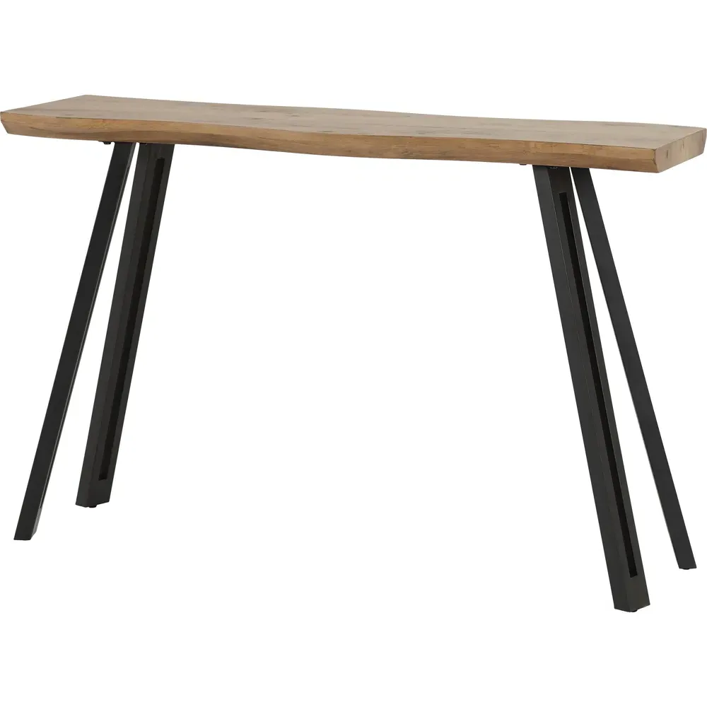 Quebec Wave Edge Console Table - Brown, Oak Effect