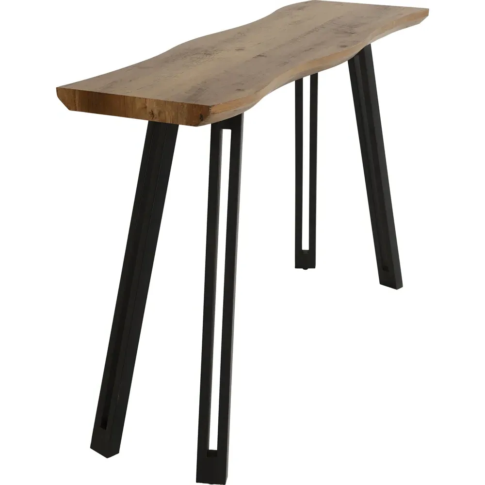 Quebec Wave Edge Console Table - Brown, Oak Effect