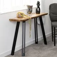 Quebec Wave Edge Console Table - Brown, Oak Effect