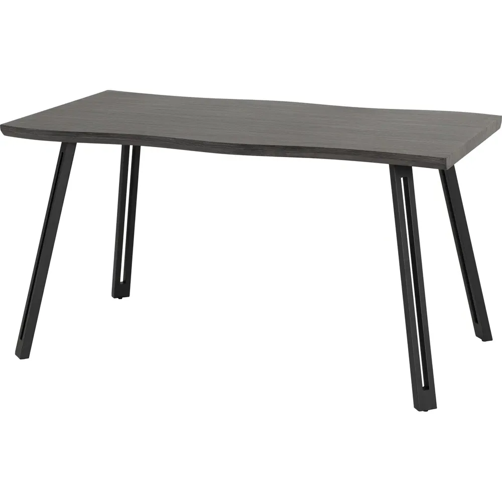 Quebec Wave Edge Dining Table - Black, Wood Grain