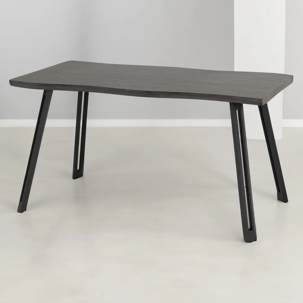 Quebec Wave Edge Dining Table - Black, Wood Grain