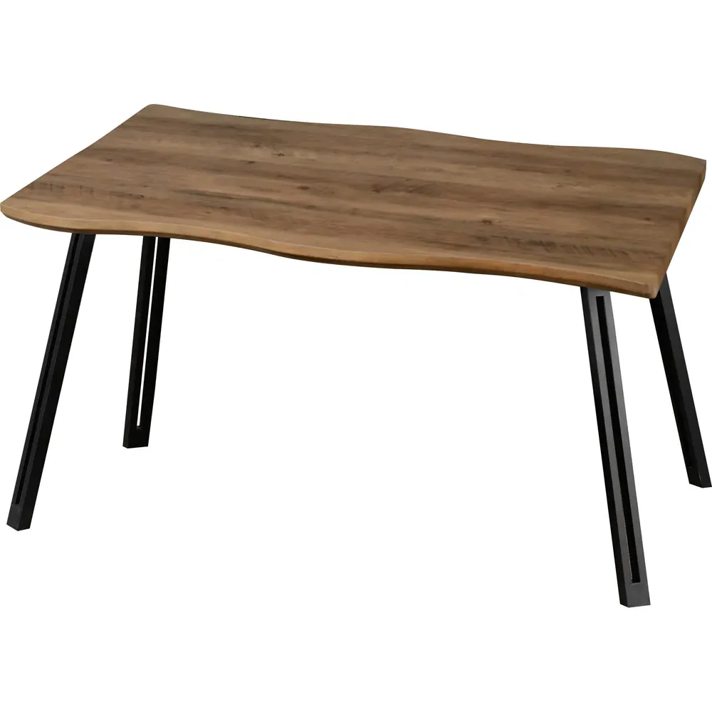 Quebec Wave Edge Dining Table - Brown, Oak Effect