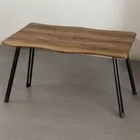 Quebec Wave Edge Dining Table - Brown, Oak Effect