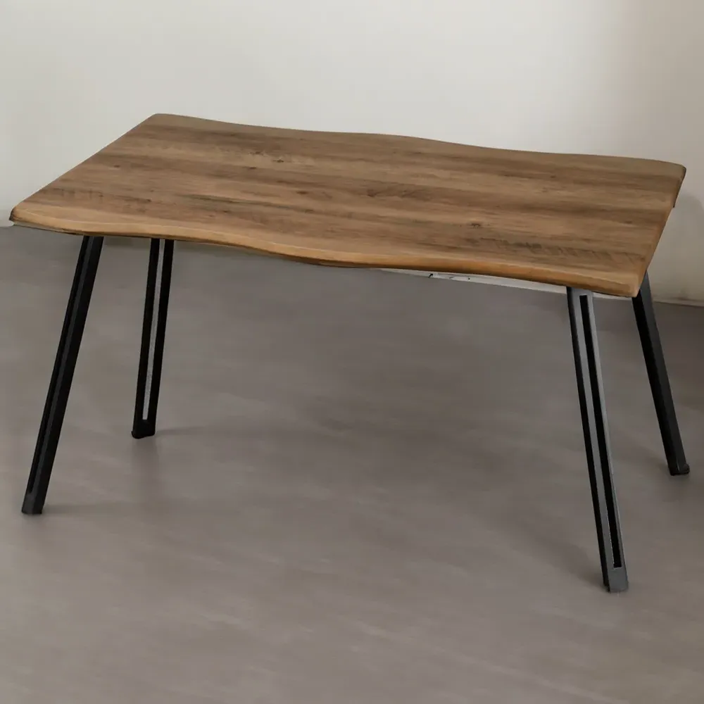 Quebec Wave Edge Dining Table - Brown, Oak Effect