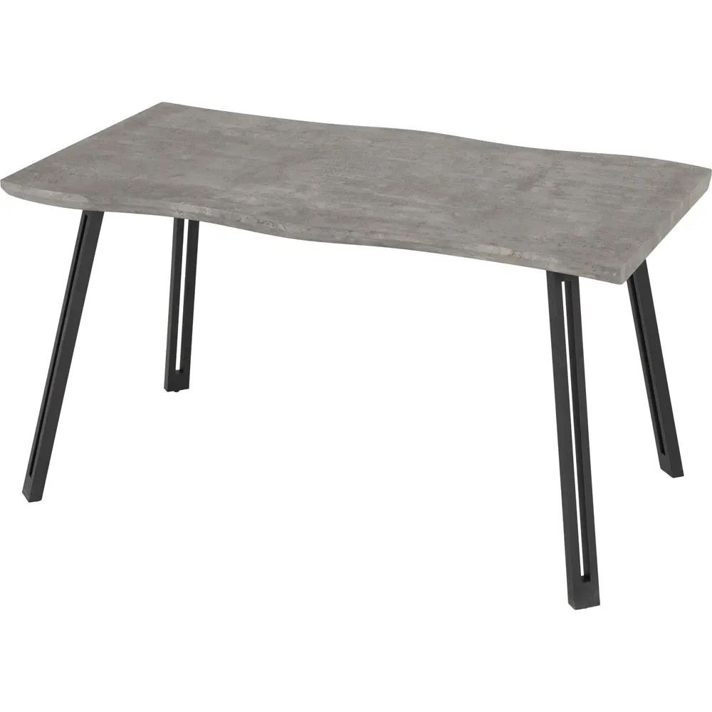 Quebec Wave Edge Dining Table - Grey, Concrete Effect