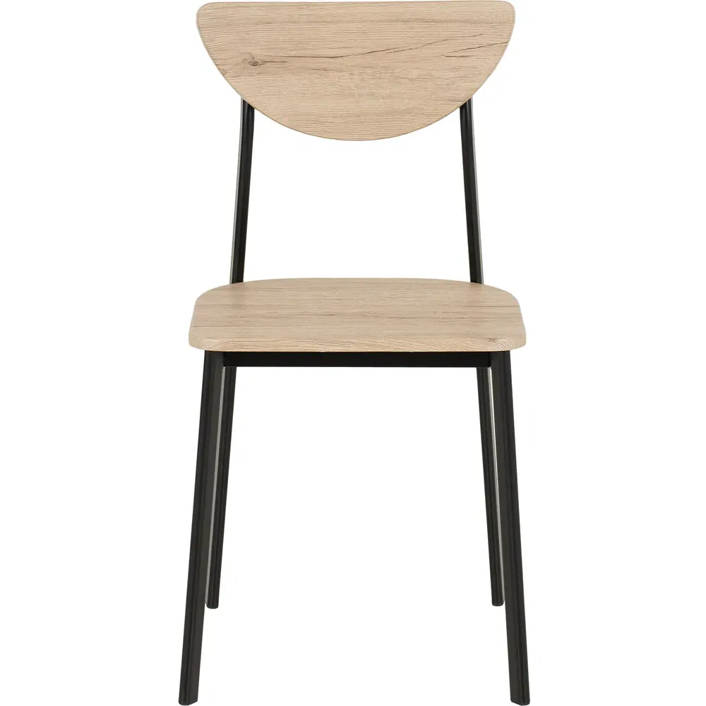 Riley Set of 2 Dining Chairs - Black, Light Oak Veneer