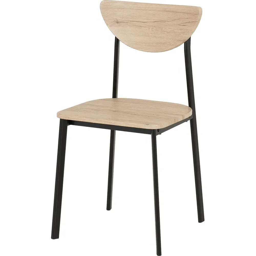 Riley Set of 2 Dining Chairs - Black, Light Oak Veneer