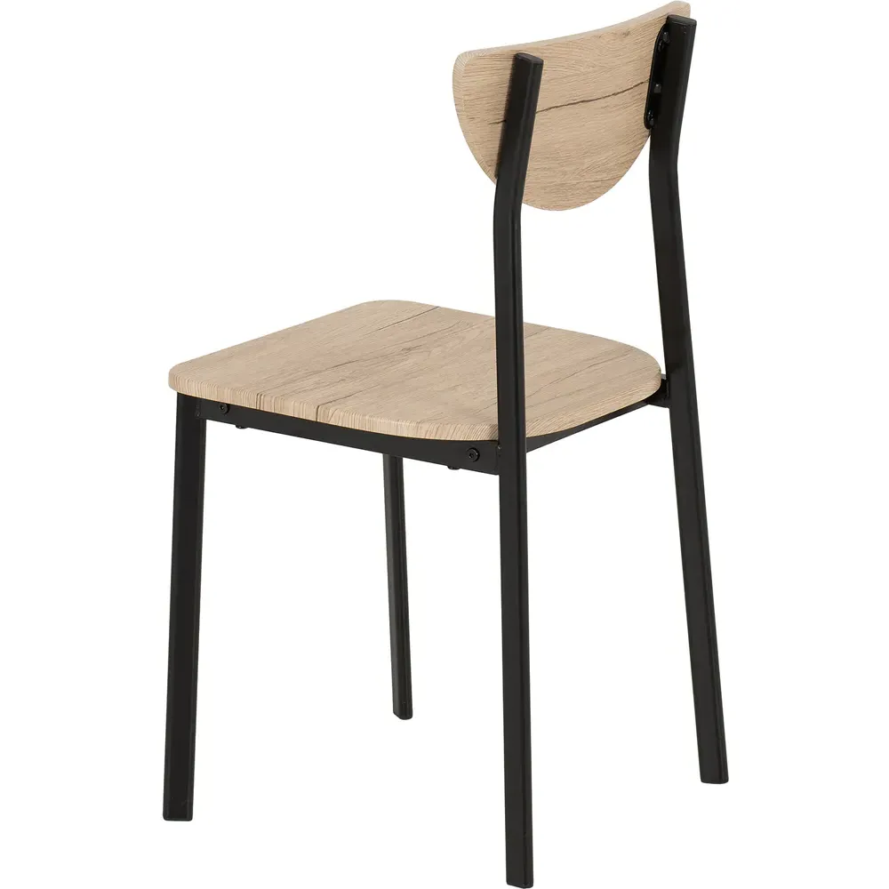 Riley Set of 2 Dining Chairs - Black, Light Oak Veneer