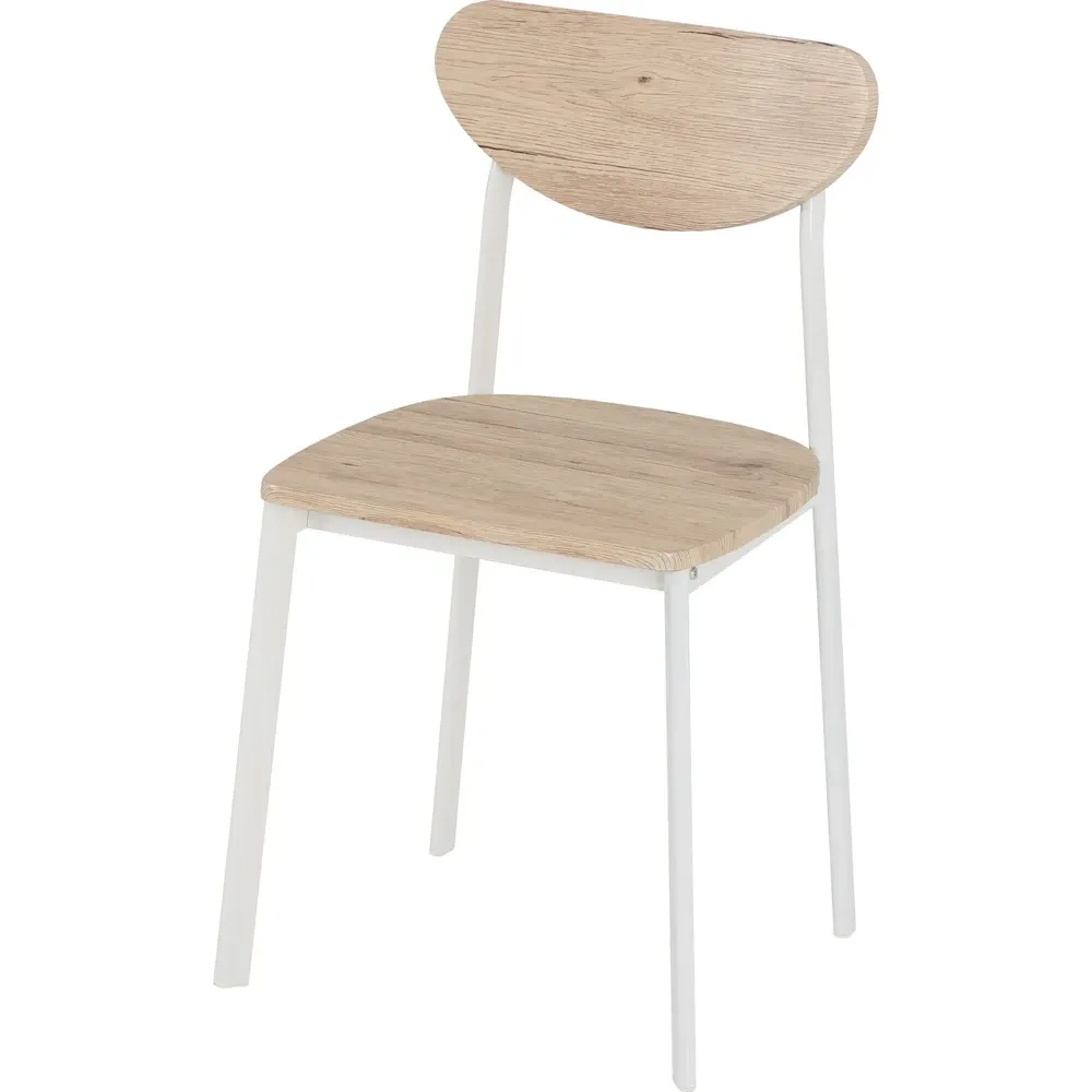 Riley Set of 2 Dining Chairs - White, Light Oak Veneer