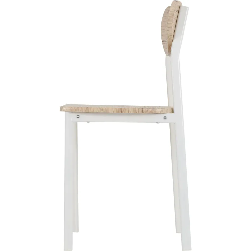 Riley Set of 2 Dining Chairs - White, Light Oak Veneer