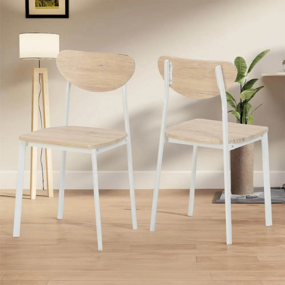 Riley Set of 2 Dining Chairs - White, Light Oak Veneer image
