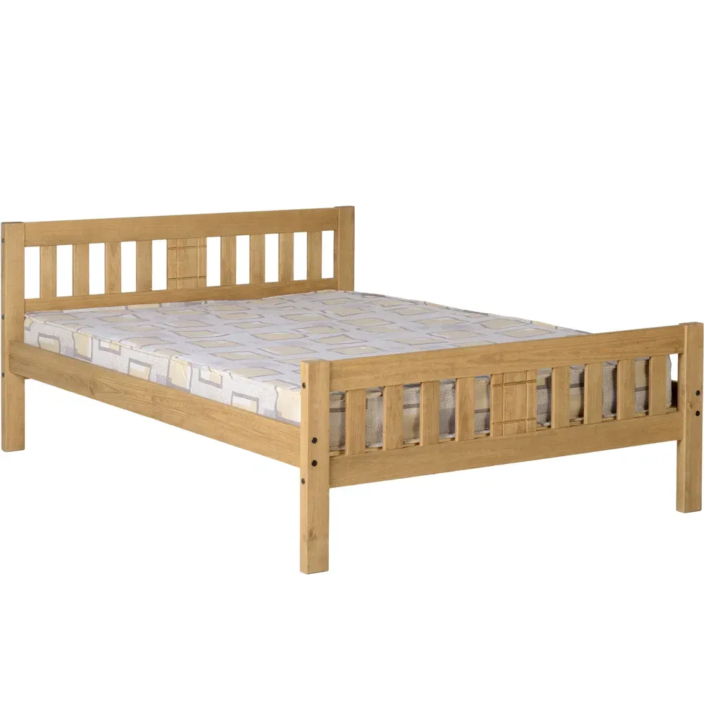 Rio Double Bed Frame - Brown, Pine