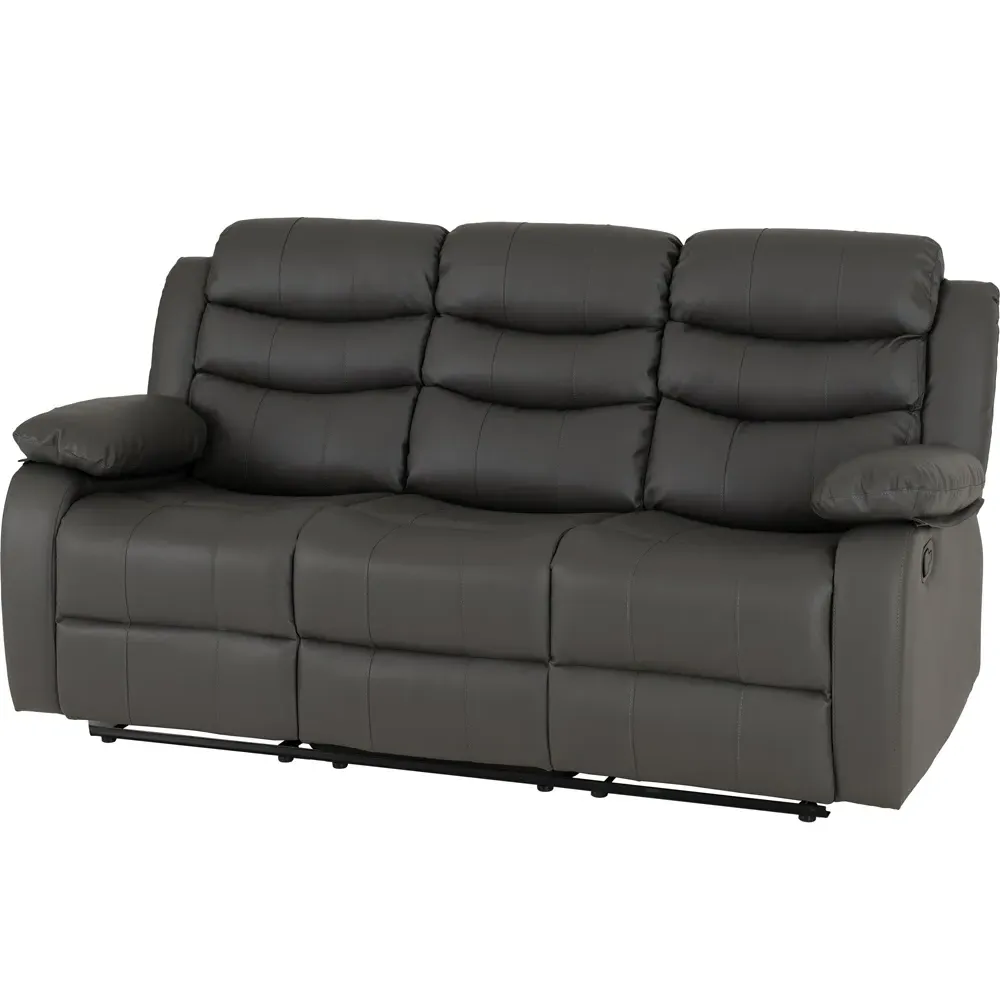 Roma 5-Seater Recliner Sofa Set - Grey, Faux Leather