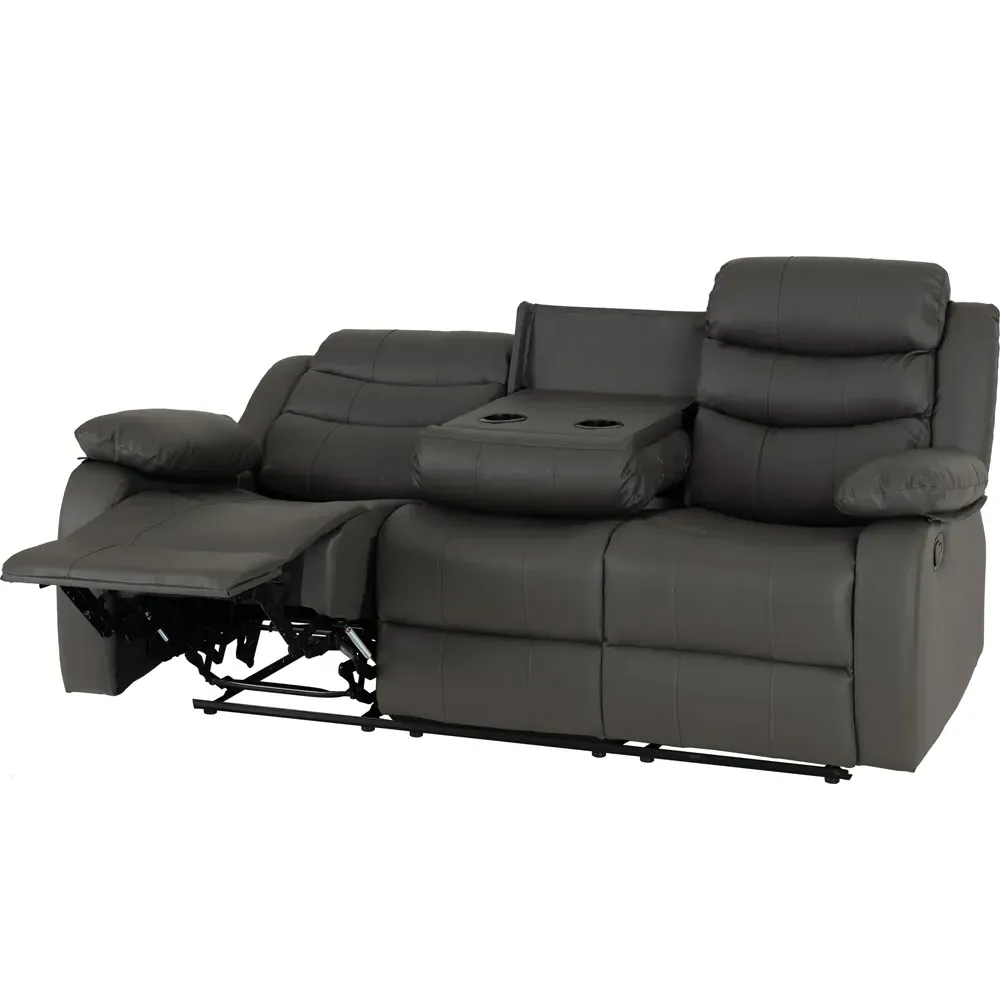 Roma 5-Seater Recliner Sofa Set - Grey, Faux Leather