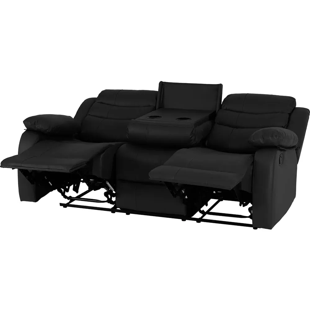 Roma 5-Seater Sofa Set with Recliners - Black, PU Leather