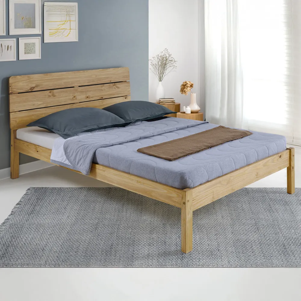 Ronan Double Bed - Brown, Waxed Pine image