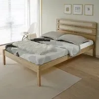 Santana Double Bed Frame - Light Oak, Rattan Effect