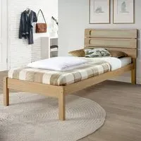 Santana Single Bed Frame - Light Oak, Rattan Effect