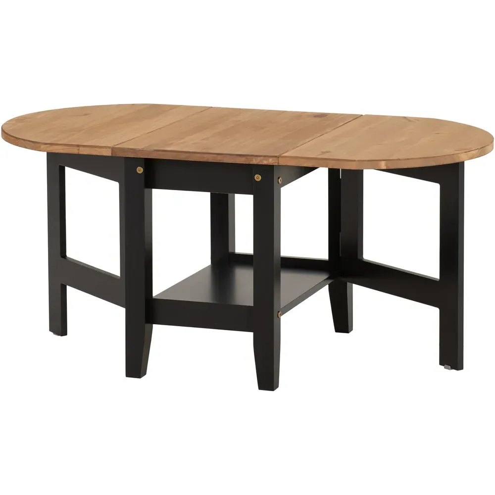 Santos Drop Leaf Coffee Table with Storage - Black, Pine