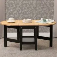 Santos Drop Leaf Coffee Table with Storage - Black, Pine