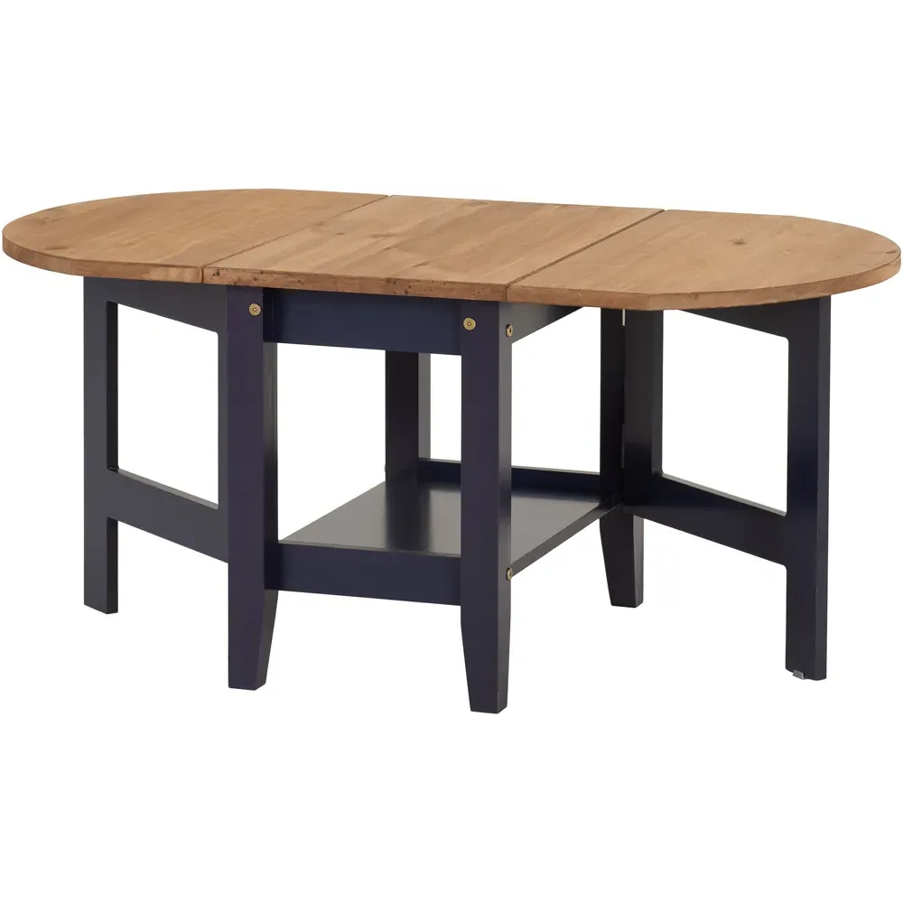 Santos Drop Leaf Coffee Table with Storage - Blue, Pine