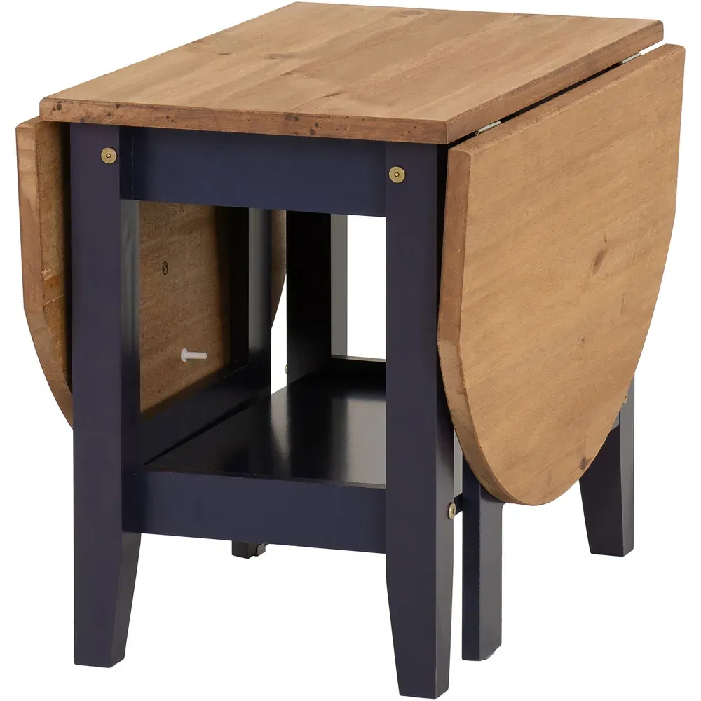 Santos Drop Leaf Coffee Table with Storage - Blue, Pine
