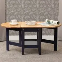 Santos Drop Leaf Coffee Table with Storage - Blue, Pine