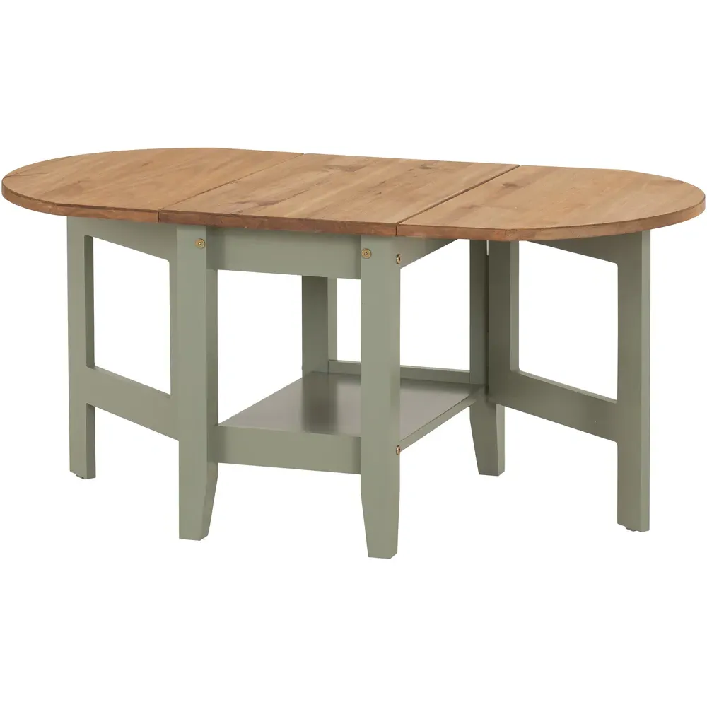 Santos Drop Leaf Coffee Table with Storage - Green, Pine