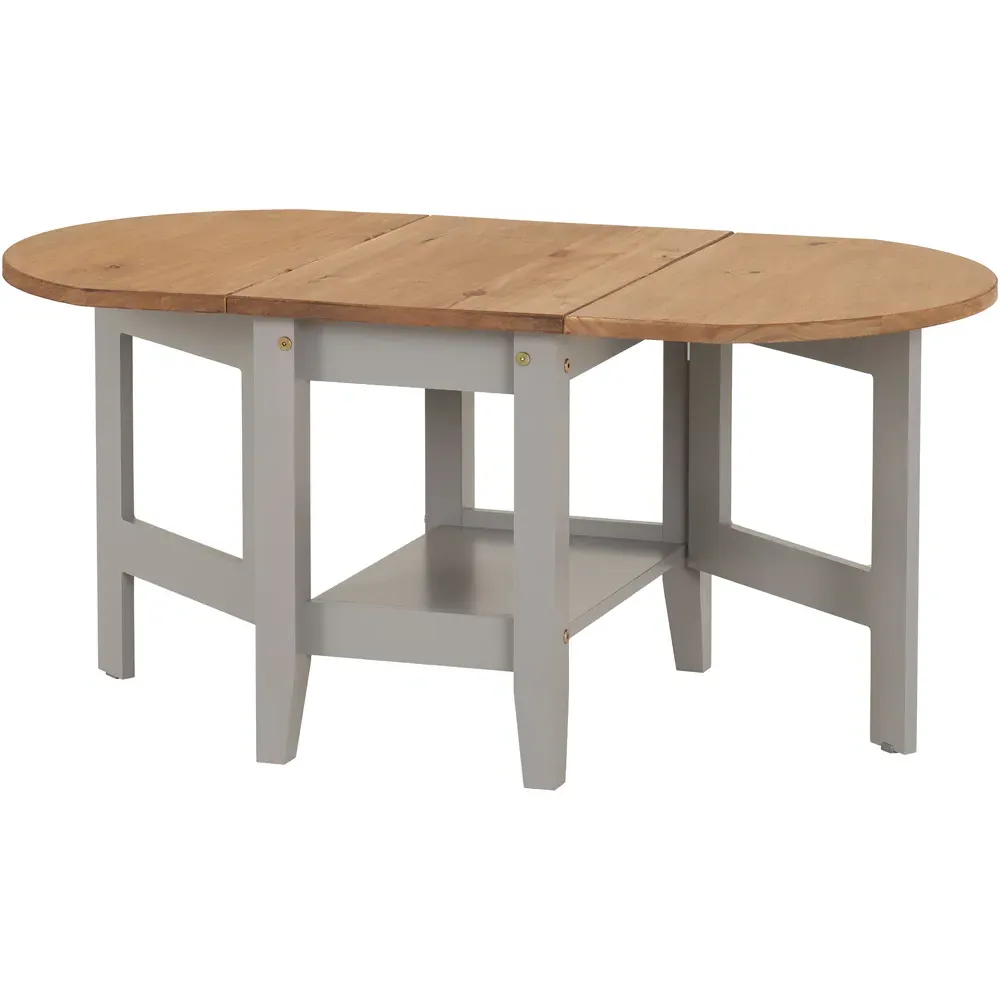 Santos Drop Leaf Coffee Table with Storage - Grey, Pine