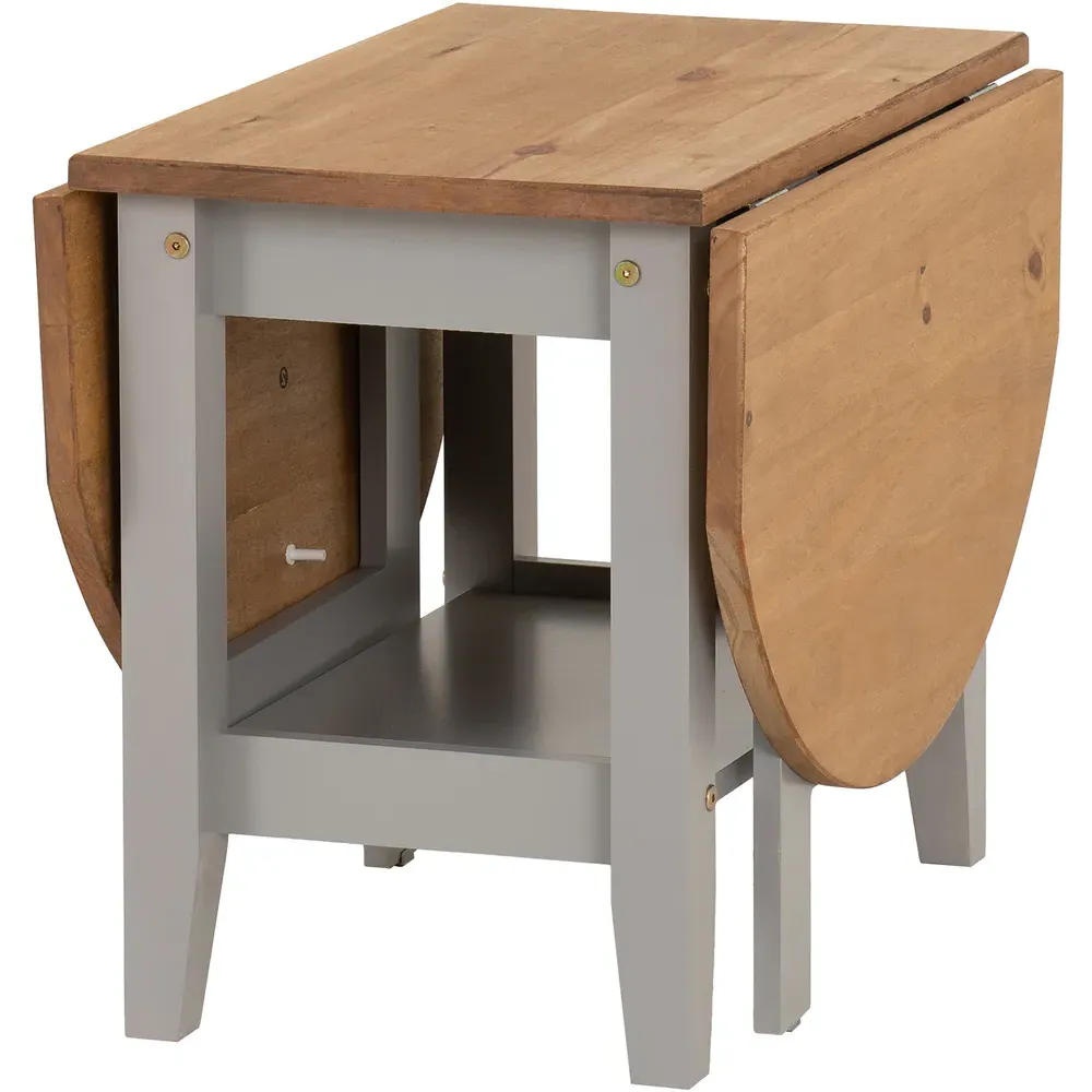 Santos Drop Leaf Coffee Table with Storage - Grey, Pine