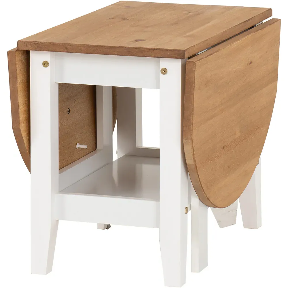 Santos Drop Leaf Coffee Table with Storage - White, Pine