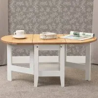 Santos Drop Leaf Coffee Table with Storage - White, Pine