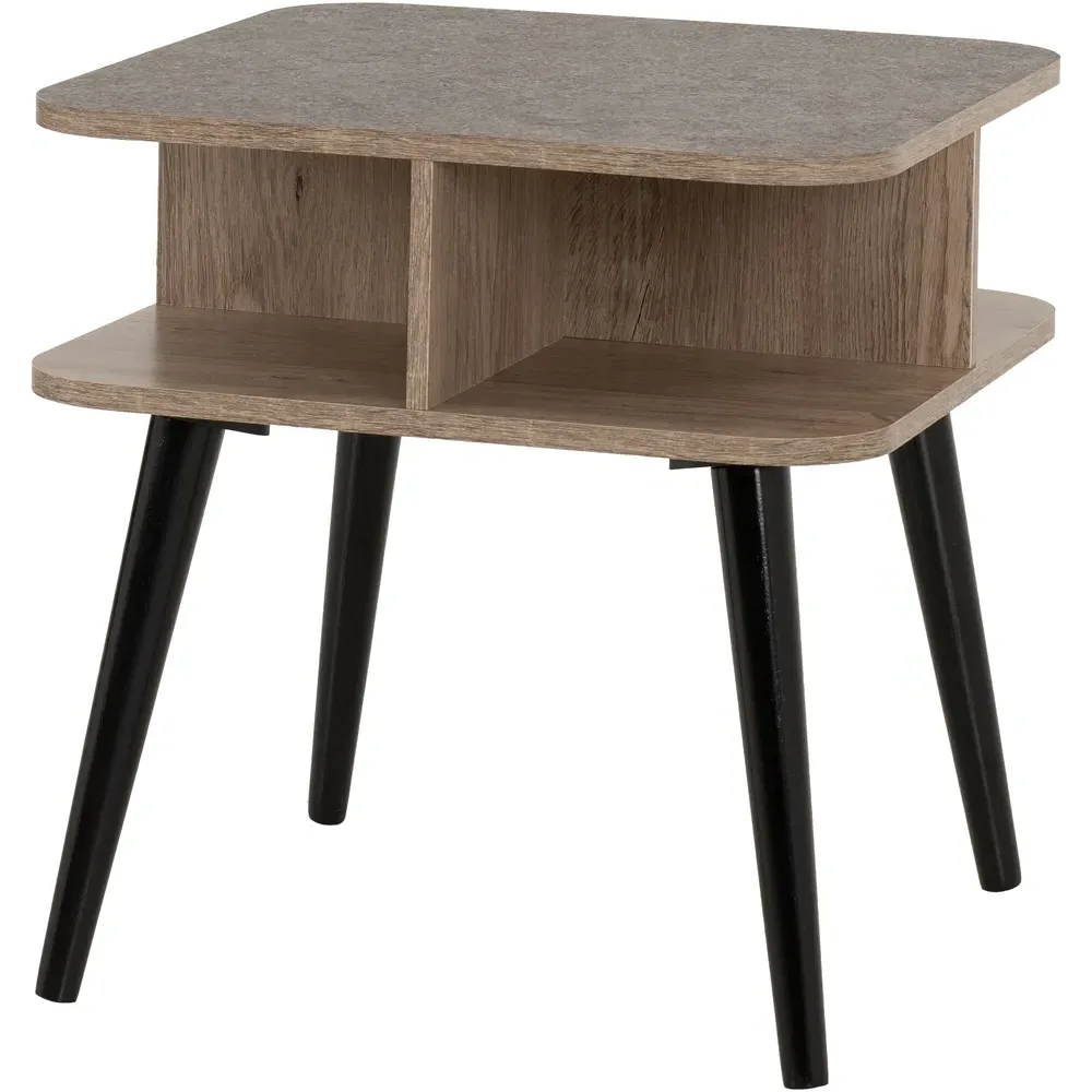 Saxton 2 Shelf Side Table - Grey, Oak Effect