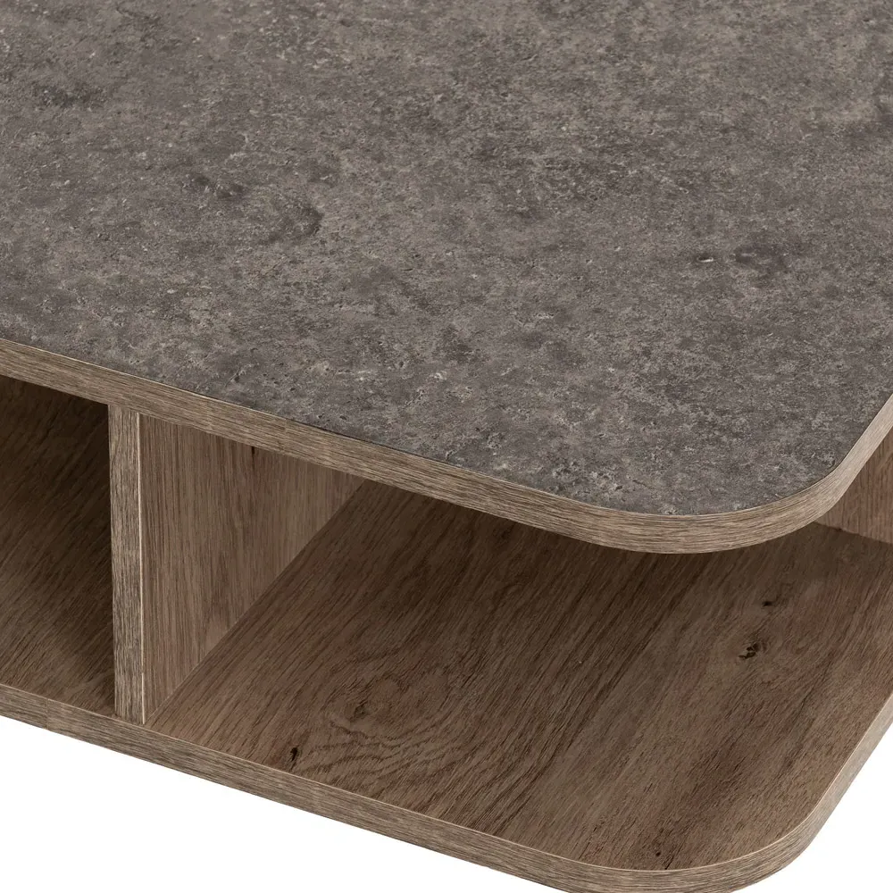 Saxton 2 Shelf Side Table - Grey, Oak Effect