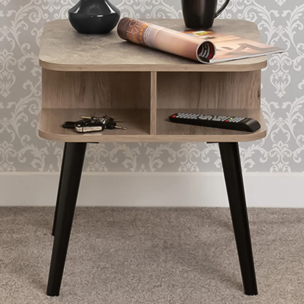 Saxton 2 Shelf Side Table - Grey, Oak Effect image