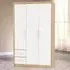 Seville 3 Door 2 Drawer Wardrobe - White, Oak Effect