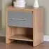 Seville Single Drawer Bedside Table - Grey, Oak Veneer
