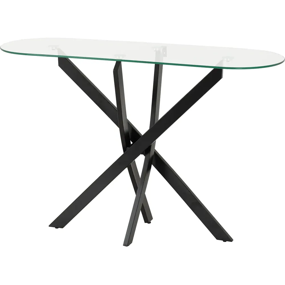 Sheldon Console Table - Clear Glass, Black Metal