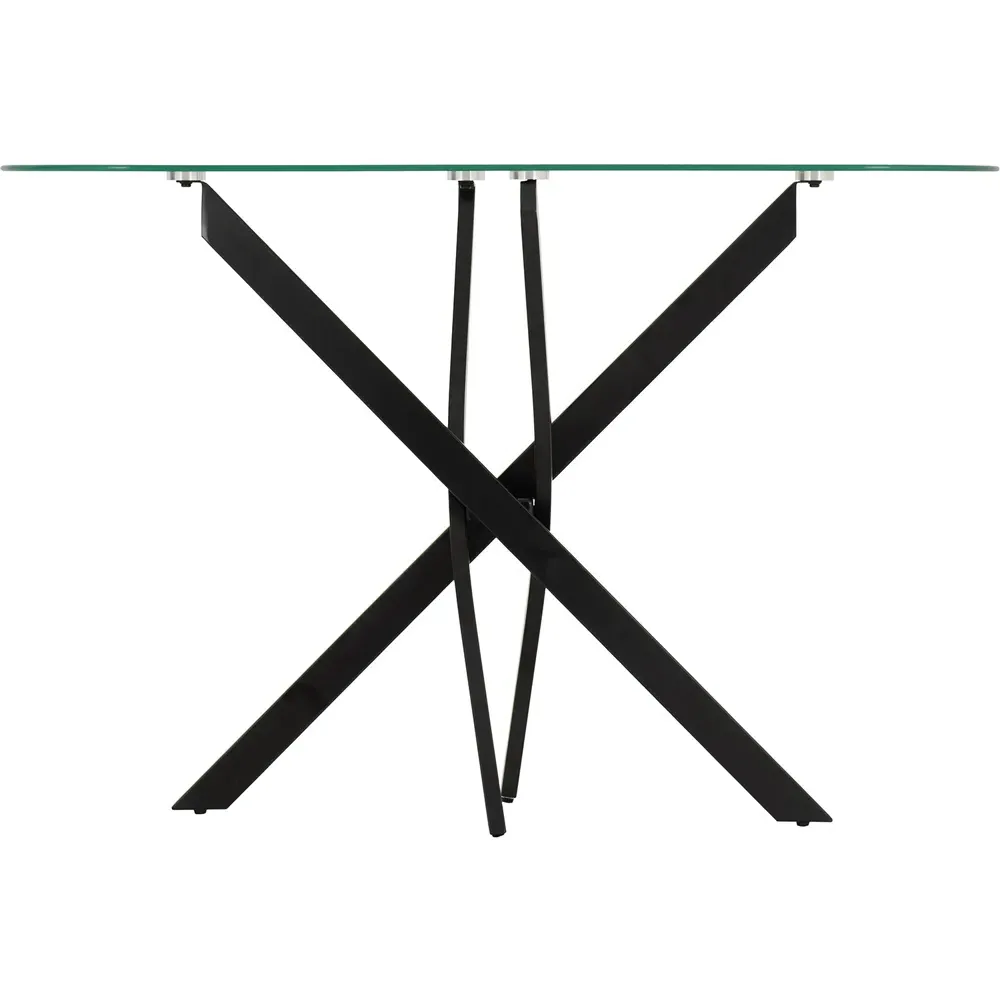 Sheldon Console Table - Clear Glass, Black Metal