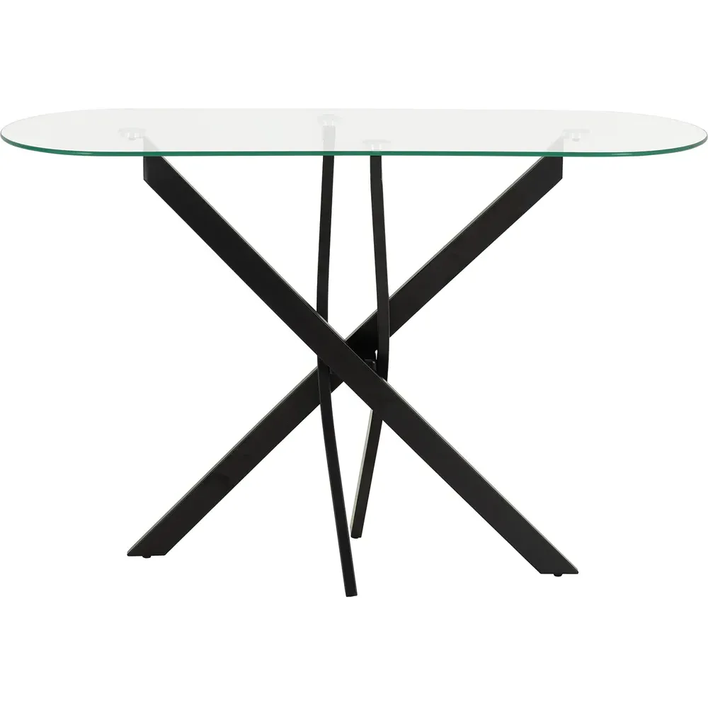 Sheldon Console Table - Clear Glass, Black Metal