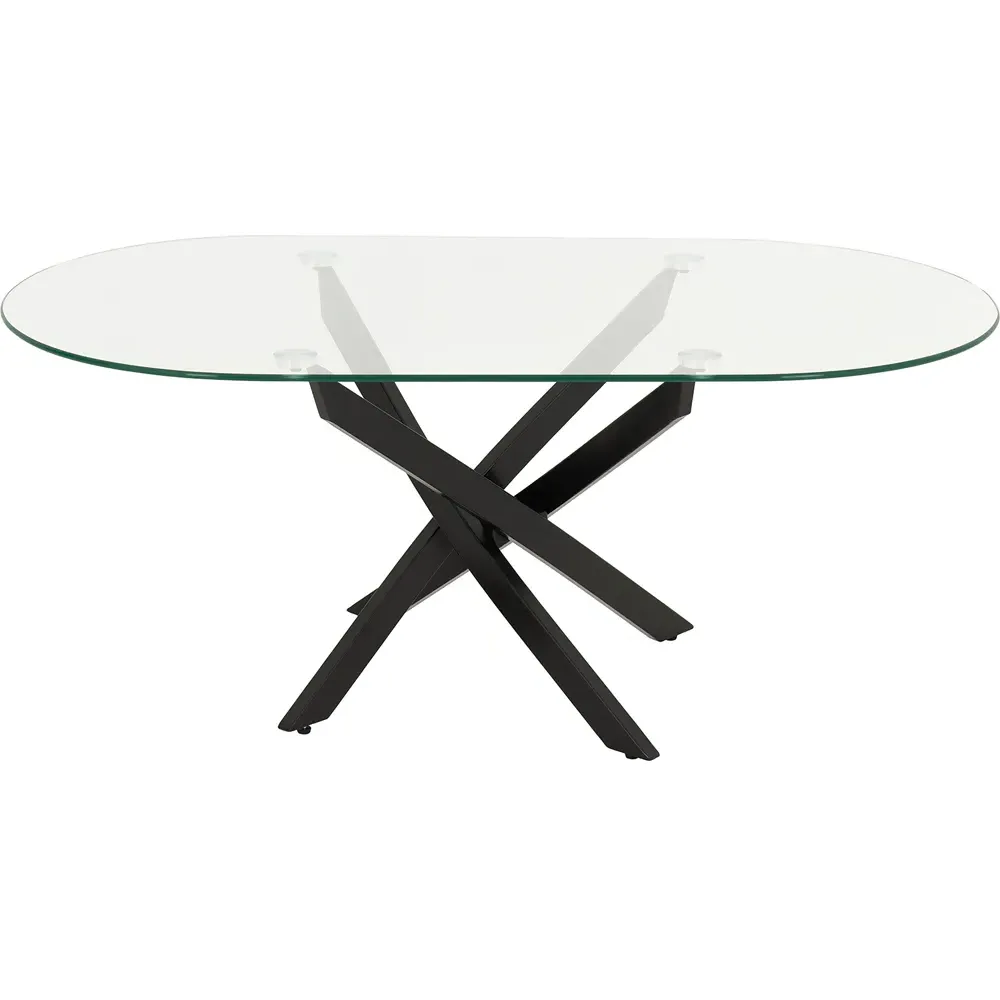 Sheldon Oval Coffee Table - Clear Glass, Black Metal