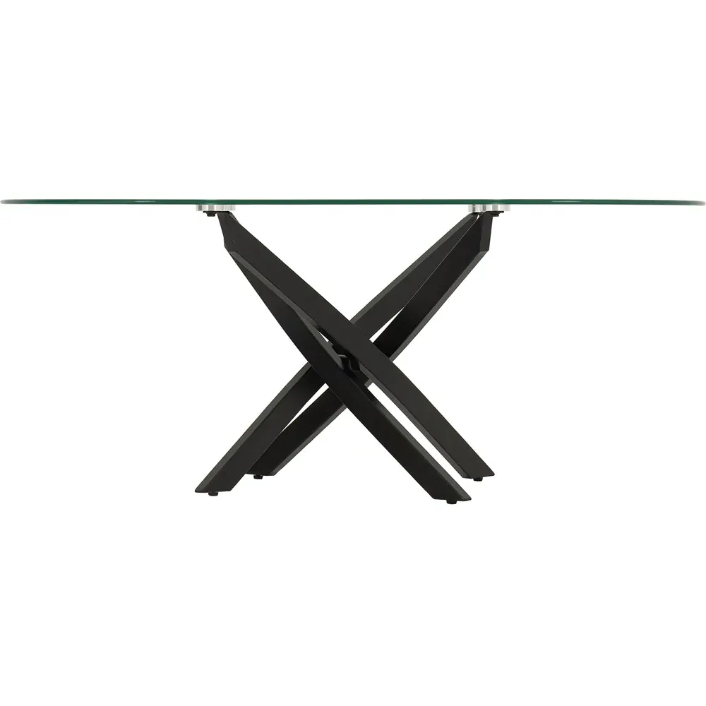 Sheldon Oval Coffee Table - Clear Glass, Black Metal