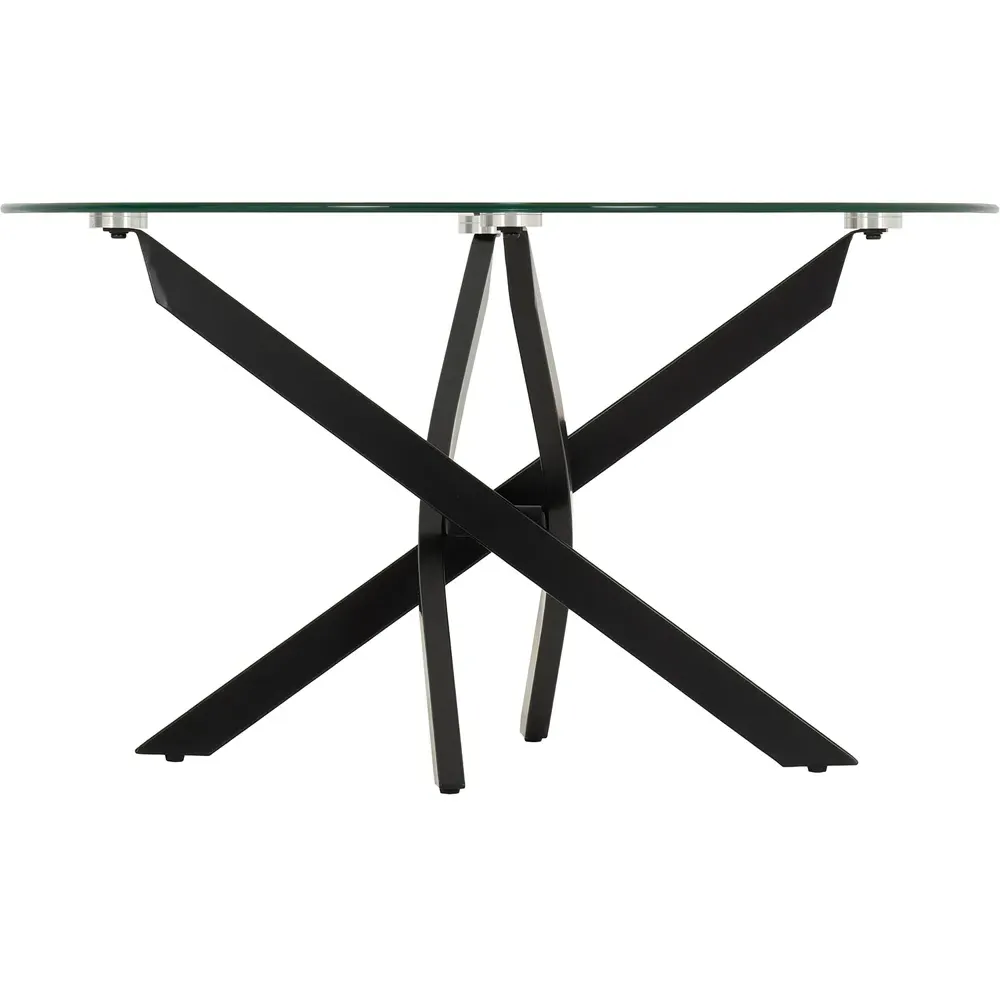 Sheldon Round Coffee Table - Clear Glass, Black Metal