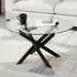 Sheldon Round Coffee Table - Clear Glass, Black Metal